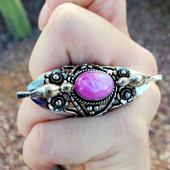New Pink Rainbow Moonstone 925 Silver Birds Statement Ring. - Picture 6 of 16